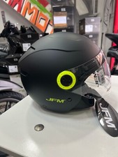 CASCO JFM NERO OPACO E GIALLO FLUO - VISIERA LUNGA - SCOOTER - JET - NUOVO