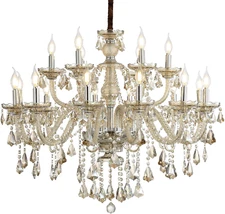 Cognac 18 Lights K9 Crystal Chandelier Modern Luxurious Light Candle Pendant Lam