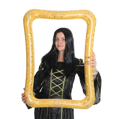 MONA LISA KOSTÜM BERÜHMTES GEMÄLDE SET PERÜCKE & AUFBLASBARER RAHMEN DA VINCI