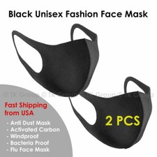 Lot of 2 Black Fashion Face Mask Washable 3D/ Ship within 24Hrs from USA