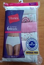 Women's Hanes Briefs Panties Asstd Size 10 XL Cotton w/Cotton Liner 6 Pair NWT