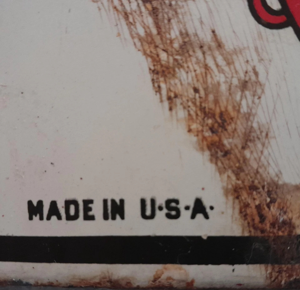 LETRERO de porcelana Texas Fire Chief gasolina fecha 1947 18 x 12 vintage Foto 3 de 4