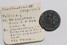 🧭 🇮🇹 ANCIENT ROMAN Constantius II Emperor on galley Thessalonica! Scarce 350a