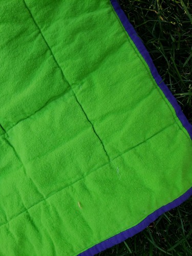 reversible lap quilt baby blanket neon prints solid color on back 37"x48" - Picture 4 of 4
