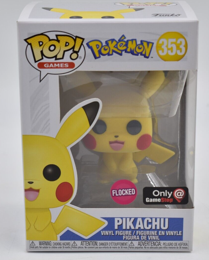 Funko Pop! Pokemon Pikachu Flocked GameStop 353 With Plastic