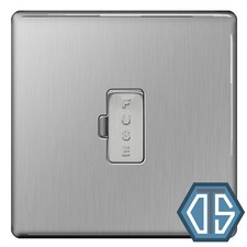 BG FBS54 Brushed Steel Unswitched Fused Spur Connection Unit Screwless Flatplate