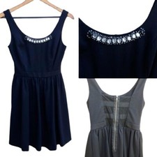 Princess Vera Wang Dress Mini Fit & Flare Rhinestone Baddie Mesh Cutout Black S