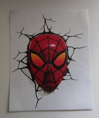 Jungenzimmer Spider Man Gesicht 3D gebrochen Wandbild Aufkleber Vinyl-Aufkleber - orange Auge