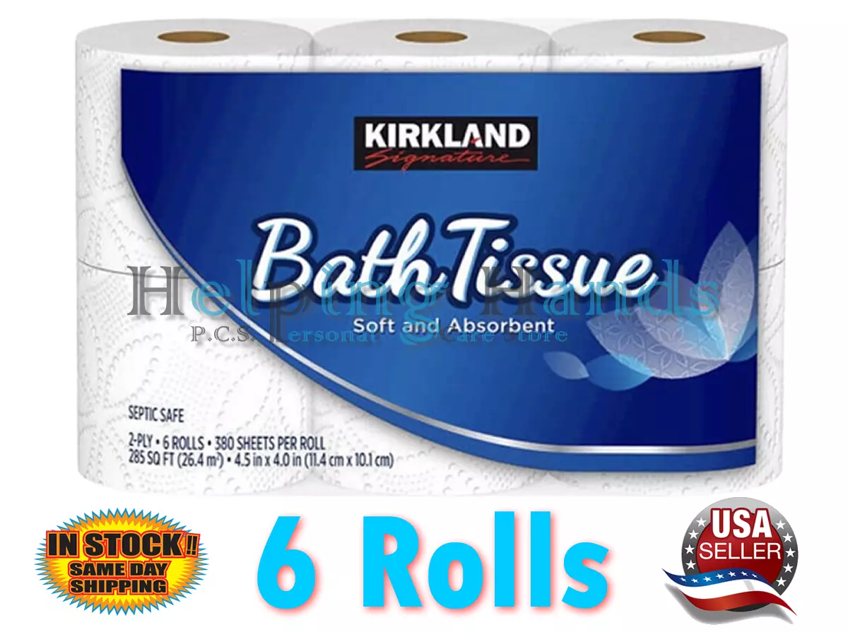 6 Rolls Of Kirkland Signature Soft And Absorbent Septic Safe Bath Tissue,  2-Ply