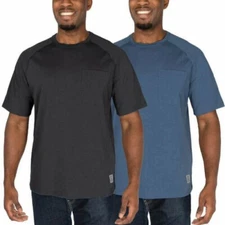 Rugged Elements Mens 2 Pack Work Tee Shirt (Jet Black, Dark Denim, Small) NWT