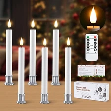 6 Packs 9.64" Window Candles with Remote Timer Battery Operated Flameless LED Ta