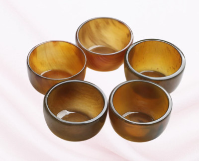 Set 5 pcs Handcrafted Natural Horn Buffalo Cup for Drink Wine  Artist Handmade