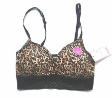 Jenni by Jennifer Moore Lace with Removable Pad Bralette Black Animal Small