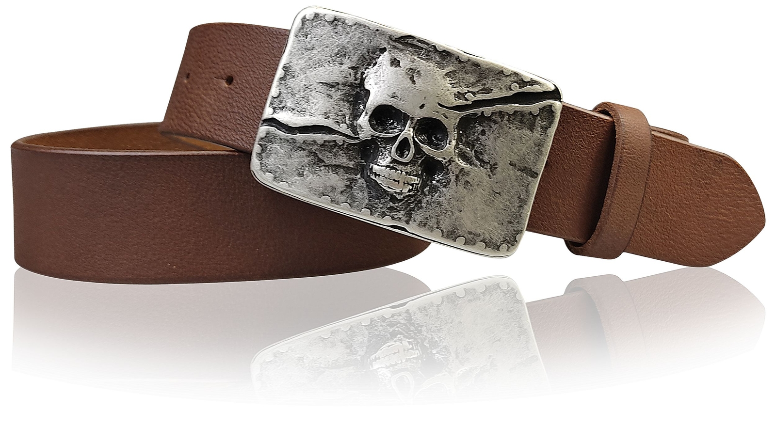 FRONHOFER Totenkopf Gürtelschnalle Altsilber - Skull Buckle Für 4cm Gürtel