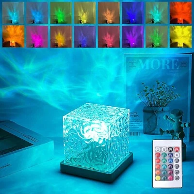 Wireless LED Night Light Ocean Wave Aurora Projector Lamp 16 Colors Rechargeable