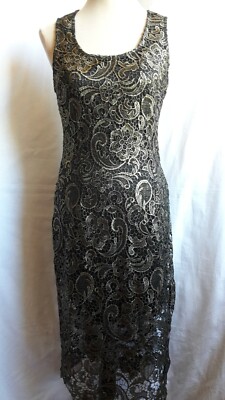 SANS SOUCI Damen Kleid, Abendkleid aus Spitze,  Größe M, schwarz/gold