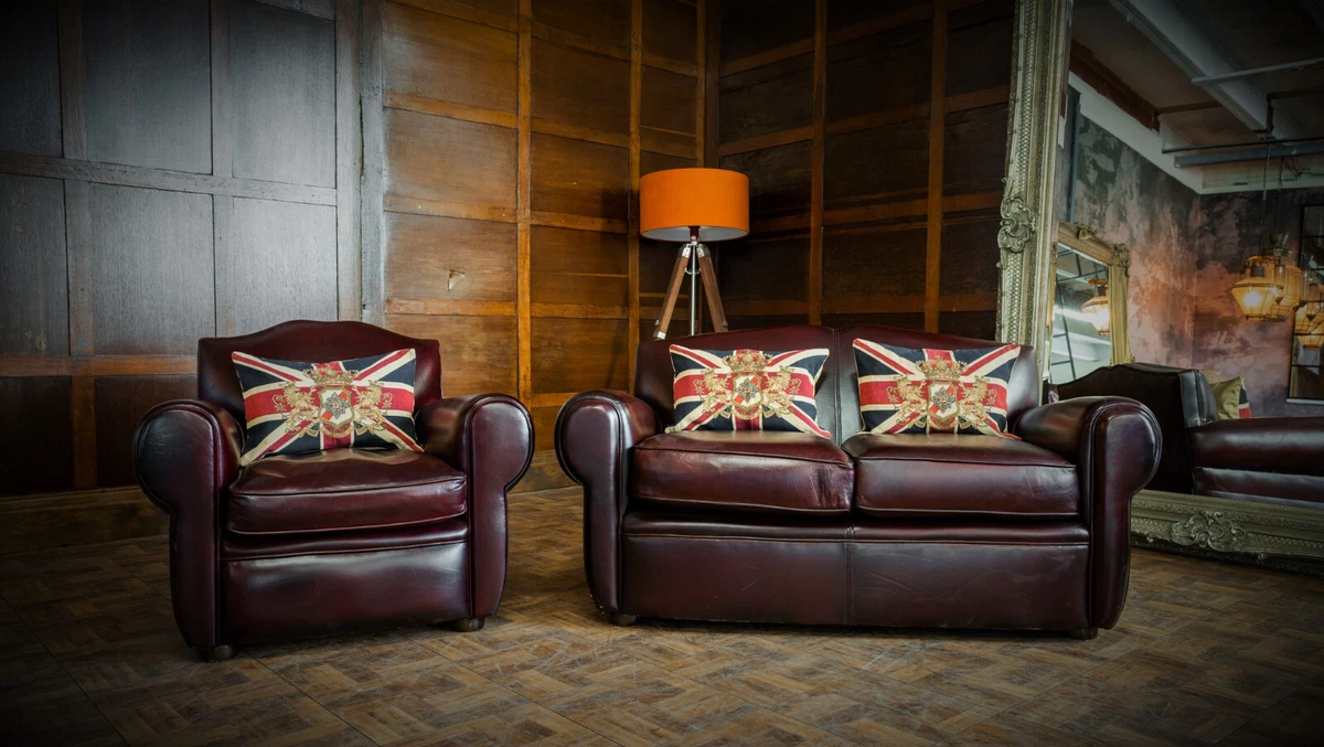SMALL FRENCH STYLE OLD BOOT ANTIQUE RUSSET TAN LEATHER SUITE CLUB