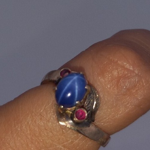 Vintage 2. 5 grams 18k gold Star Sapphire Ruby ring Size 5.75 - Picture 7 of 11