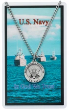 US Navy Prayer Card Set with Saint Michael 24 Inch Catholic Silvertone Chain