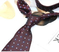 New Classic Polka Dot Red White JACQUARD WOVEN 100 Silk Men's Necktie Tie