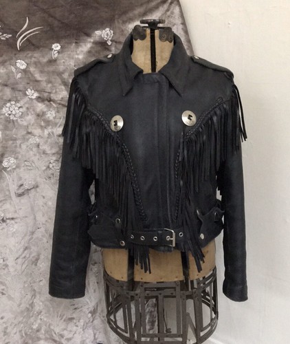 Vintage FMC Black Leather Fringe 