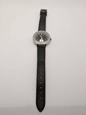 Invicta Wildflower Silver and Black Leather Watch Invicta Wildflower 27mm Rose Bezel Black Leather Strap  main image 2