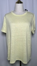 Eileen Fisher Tee Top TShirt Medium Short Sleeve Organic 100% Linen Yellow $118
