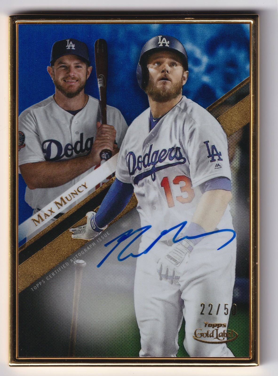 Max Muncy 2019 Topps Gold Label Framed Auto Blue  Dodgers