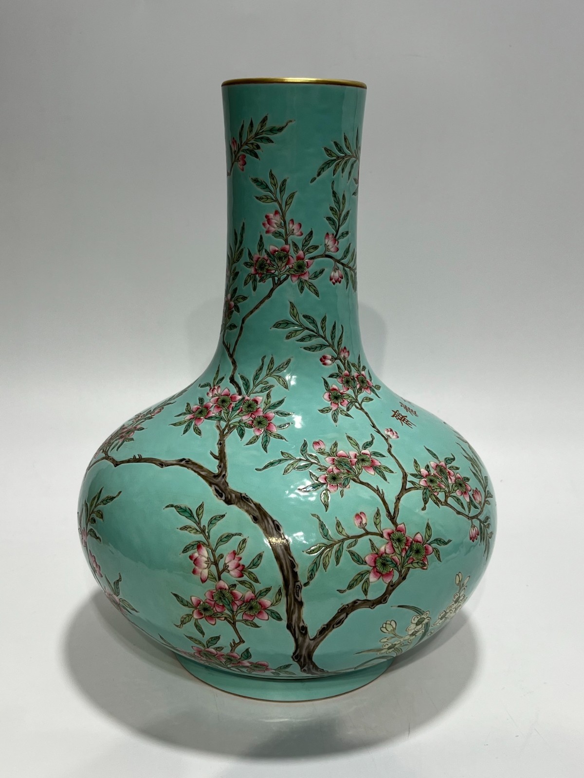 Nice Chinese Art Handmade Painting Famille Rose Porcelain Plants Shang Vase