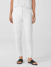 Eileen Fisher Women s White Organic Cotton Hemp Tapered Chino Trousers Size 14