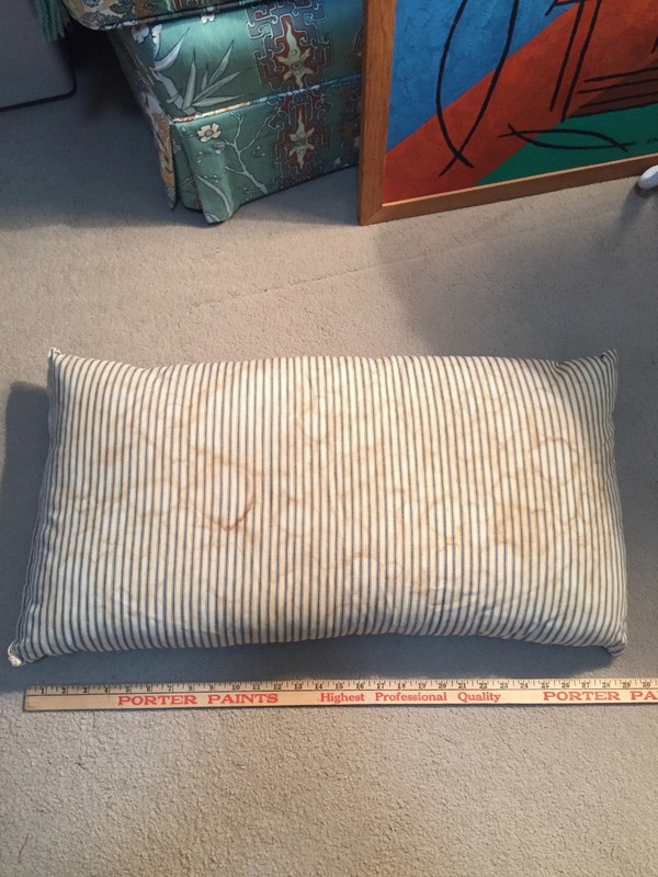BLUE STRIPE FEATHER TICK PILLOW-FARMHOUSE 2 OF 4