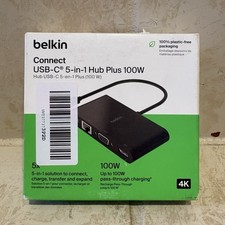 Belkin USB-C 5-in-1 Hub Plus Work 100W AVC004 - Black NEW