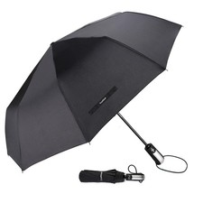 TradMall Travel Umbrella Windproof with 46 Inches Large 46 Inches, Black