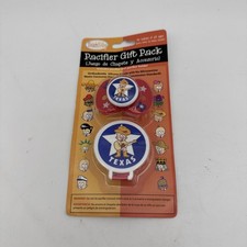 Team Baby Pacifier  Holder Gift Pack Texas Star Silicone Nipple No Nitrosamine