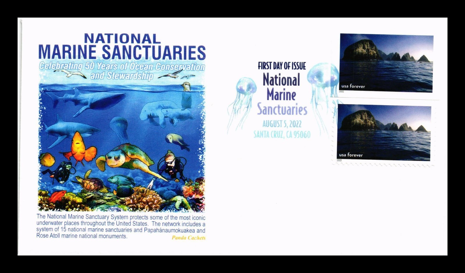 Dr Jim Stamps Us Cover National Marine Sancturaries Imperforate Fdc Combo