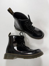 NWOB Dr. Martens Junior 1460 J Patent Leather Lace Up Boots 3 Black NEW