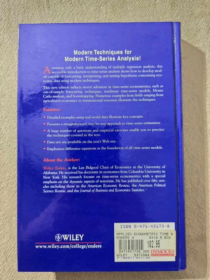 Applied Econometric Times Series by Walter Enders - Hardcover - Image 2 of 2