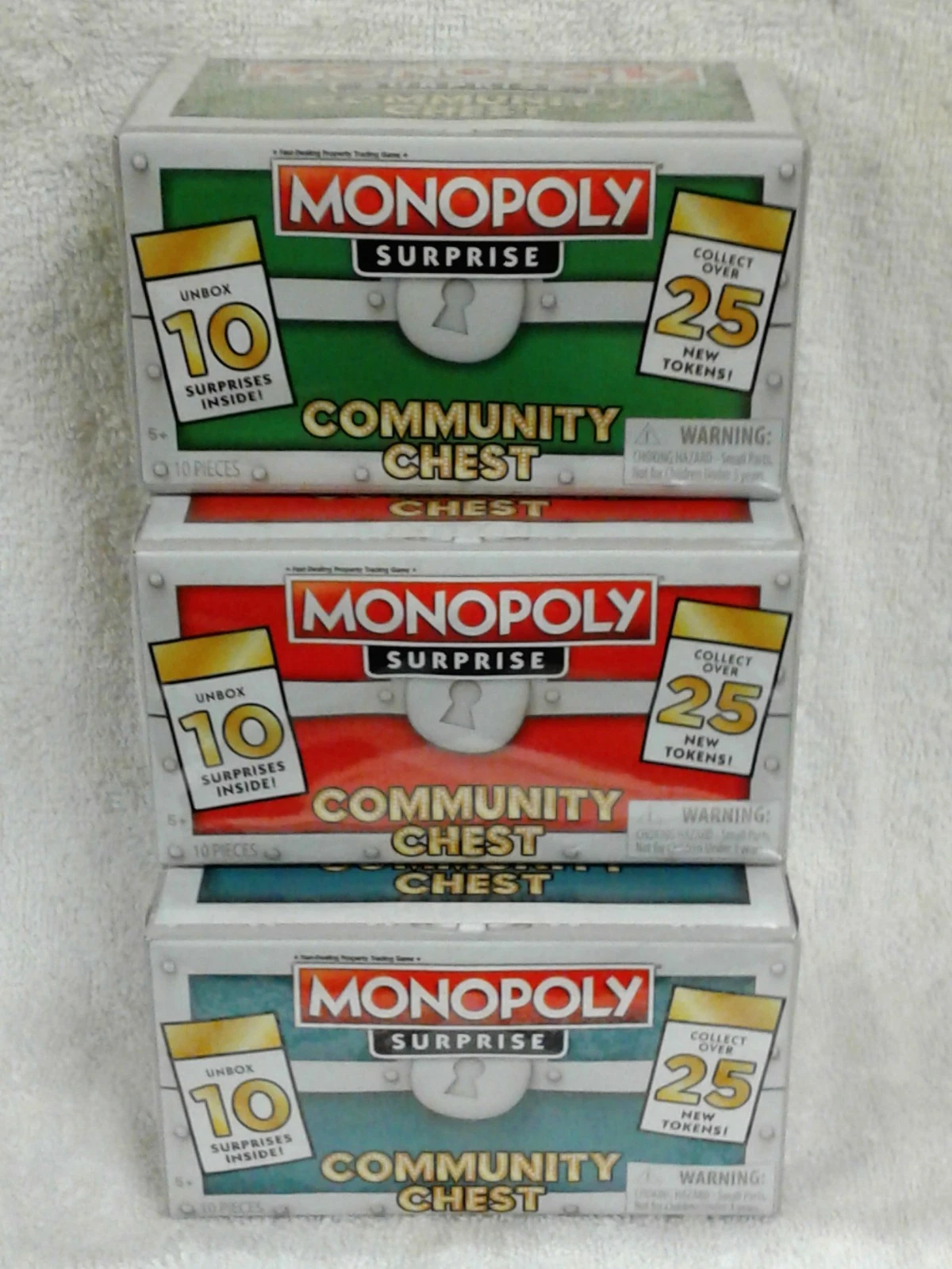 Monopoly Surprise Community Chest 3 Piece Complete Set Sealed Walmart Exclusive
