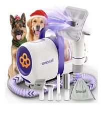 Oneisall Dog Grooming Vacuum Kit 12Kpa Low Noise Pet Hair Remover, Purple