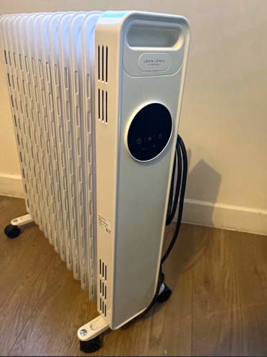 John Lewis 2500W Oil Filled Radiator, Digital, 24hr Timer, White