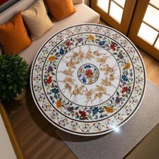 Couchtischplatte mit Marmorintarsien Pietra Dura Halbedelstein