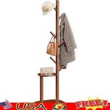 Elegant Wooden Coat Rack Hall Tree W/ Multi-Use Hooks & Shelf Entryway