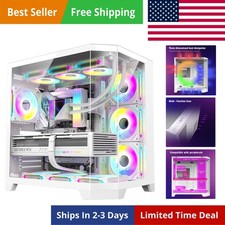 OV303 ATX Mid-Tower PC Case, Pre-Installed 4 x 120mm Prism ARGB PWM Fans, USB...