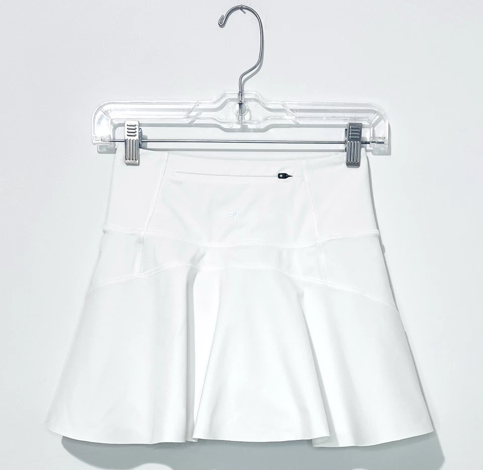 Skort de Tênis Athleta Ace 13,5" Feminino XXS Branco Zíper Bolsos Saia Shorts Logotipo - Imagem 2 de 4