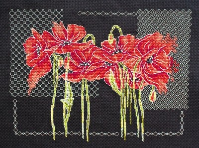 Counted Cross Stitch Kit ''Poppies'' Fine Needlework Pattern Project