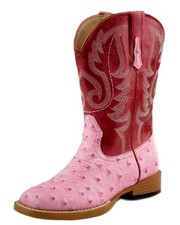 Roper Western Boots Girls Ostrich Faux Child Pink 09-018-1900-0051 PI