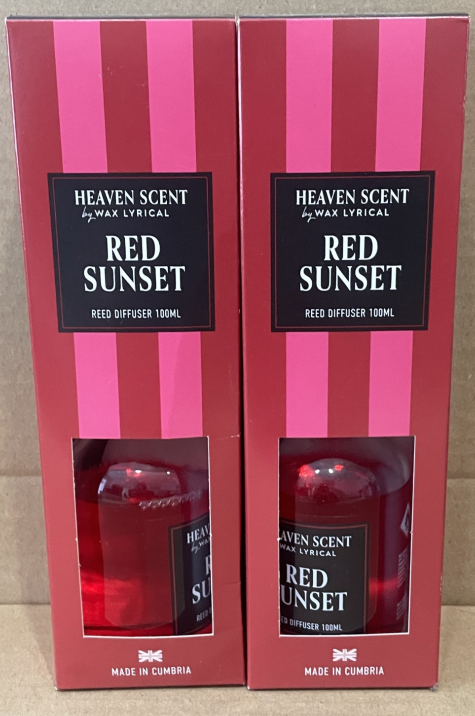 2x 100ml Heaven Scent Wax Lyrical Reed Diffuser Red Sunset,Saffron Amber Jasmine