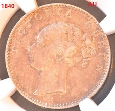 1840.(B) INDIA 1/2 Rupee Silver Coin NGC AU