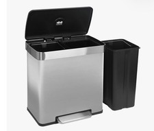 60L (2 x 30L) Stainless Steel Double Kitchen Pedal Bin - BRUSHED