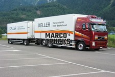 Truck photo  Volvo FH12 drawbar trailer Switzerland red KELLER Transporte   #j7t